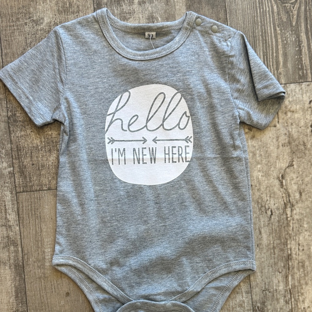 Gray Baby Onesie - Hello I'm New Here